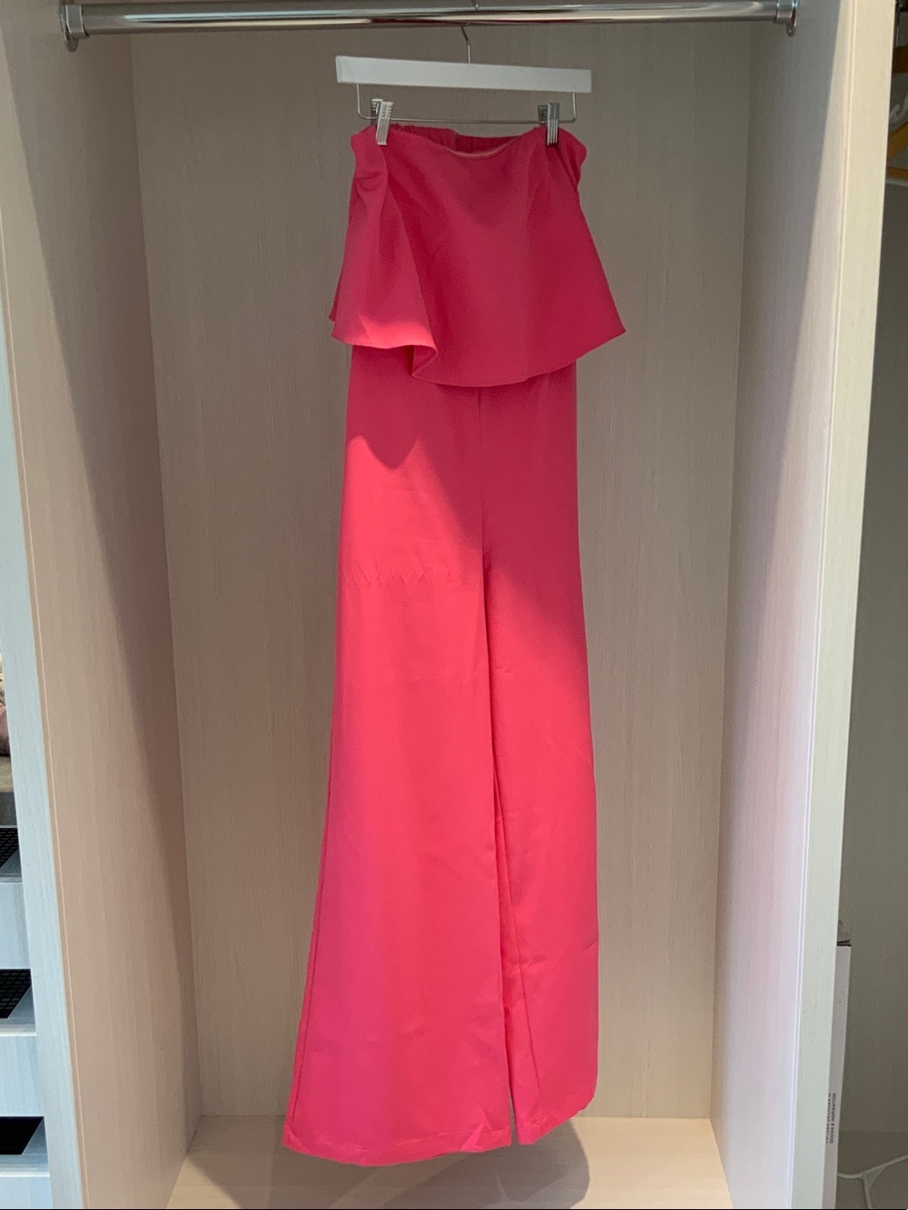 DO+BE Hot Pink WideLeg Strapless Ruffle Jumpsuit